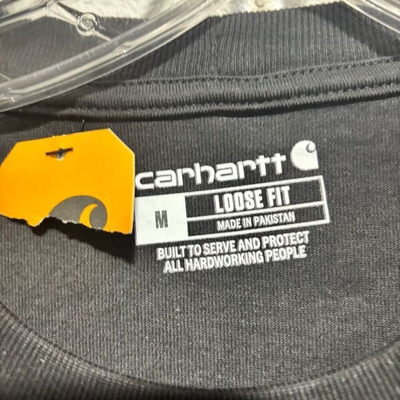 NWT Carhartt Mens T-Shirt Heather Black Medium Loose Fit Long Sleeve Crew Neck - Picture 4 of 7